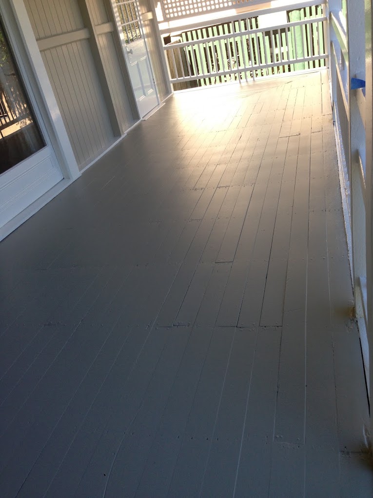 Verandah floorboards repainted in a smooth even finish
